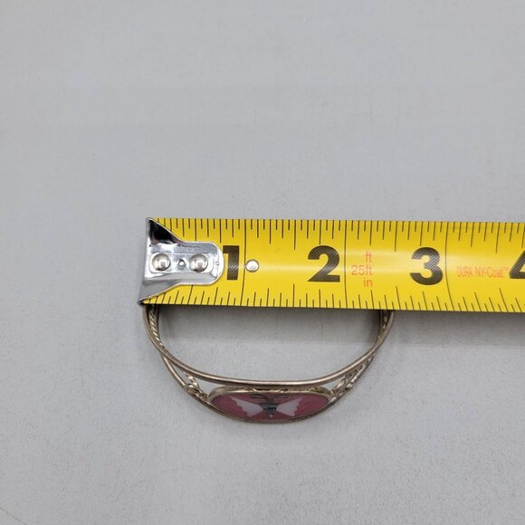 Alpaca Mexican Silver Butterfly Inlay Cuff Bracelet Abalone Mother of Pearl - Picture 6 of 7